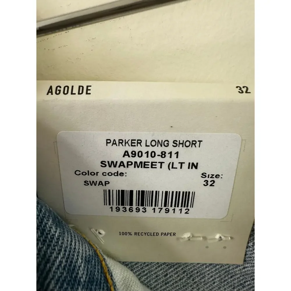 NWT Agolde Parker Long Denim Shorts Size 32 in Swapmeet wash